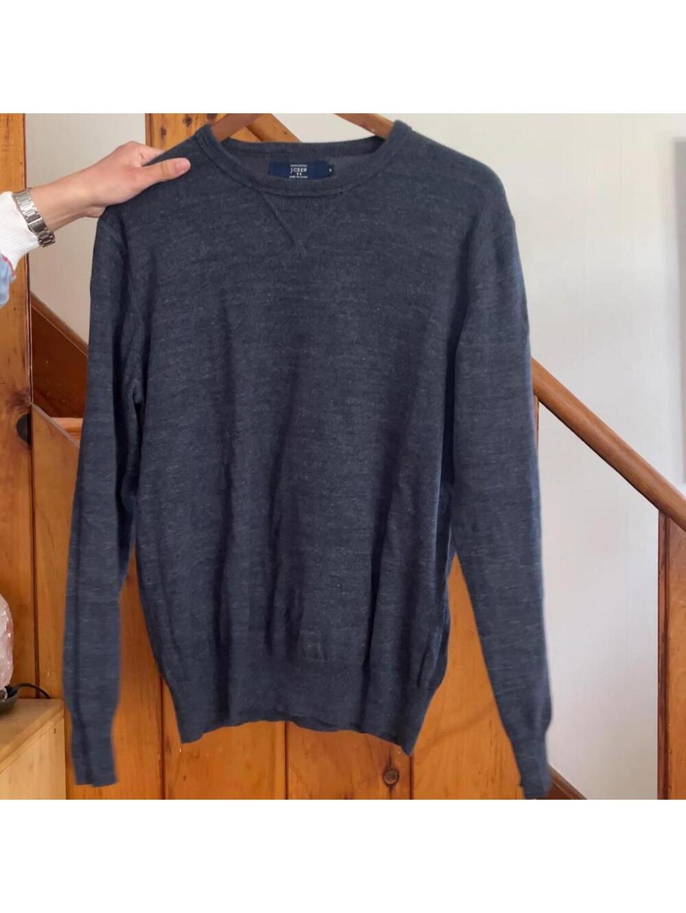 J.Crew 100% cotton heathered blue gray crewneck sweater Size M